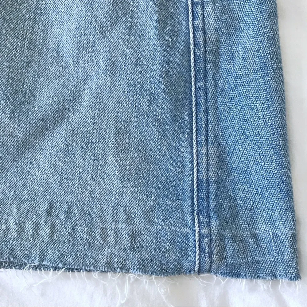 Madewell Overall Denim Jumper Mini Dress Faded Distressed Fringe Raw Hem Blue XS - Picture 4 of 6
